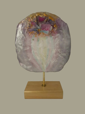 Ethereal Bloom-Wood & Crystal Sculpture